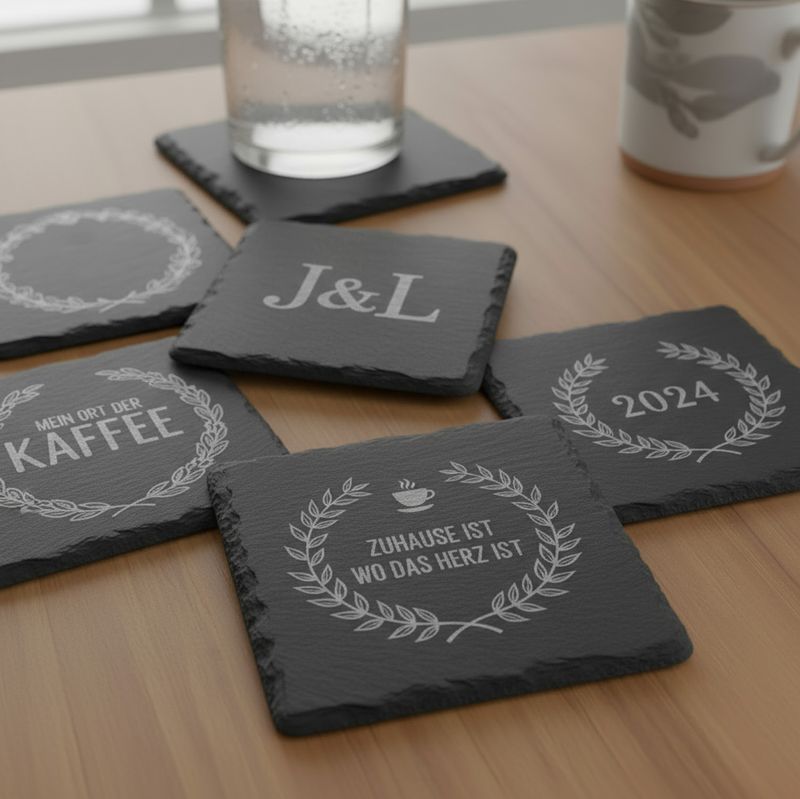 Schiefer Untersetzer graviert