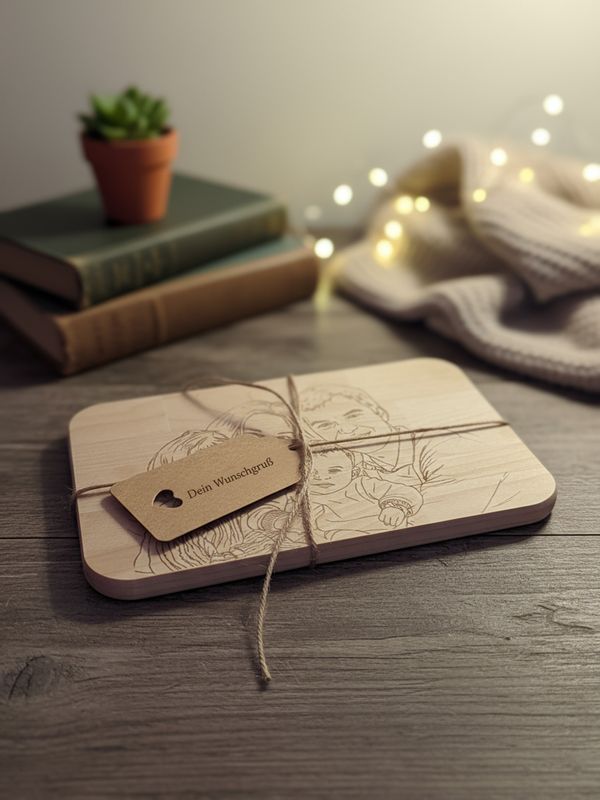 Line Art Holzgravur aus deinem Foto