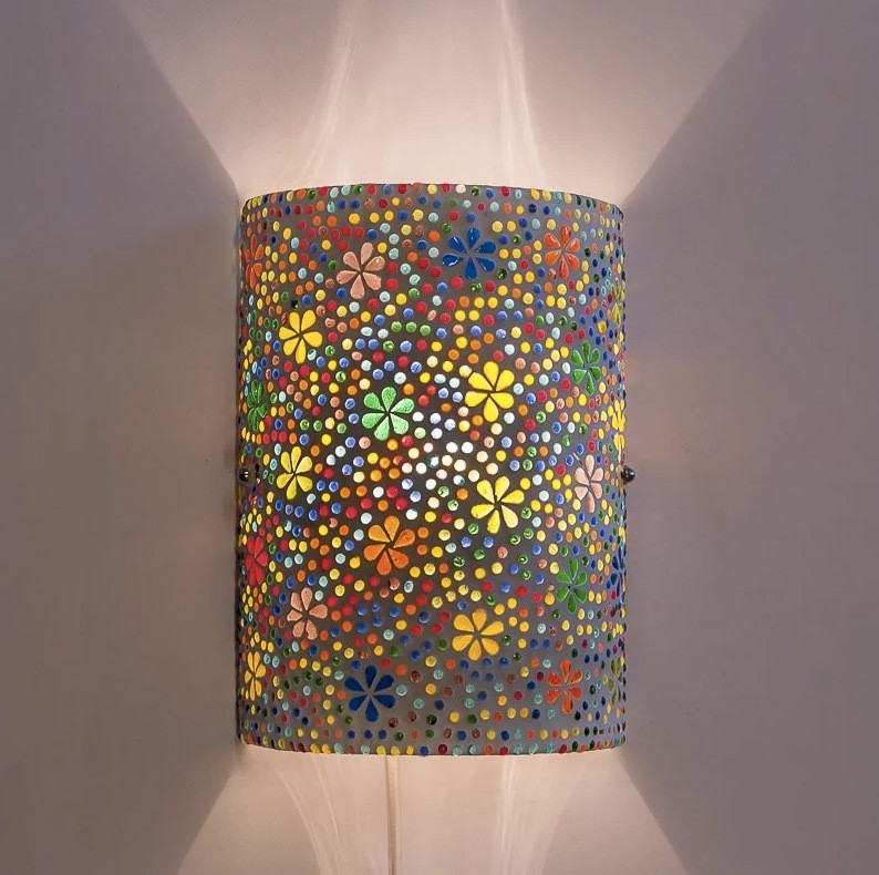 wandlamp mozaïek flower design multi colour - Bohemian decor