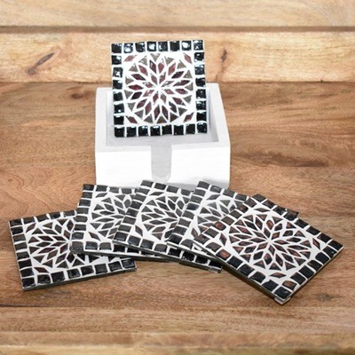 onderzetters - handgemaakt van glasmozaïek- extra groot - paars - Turks design