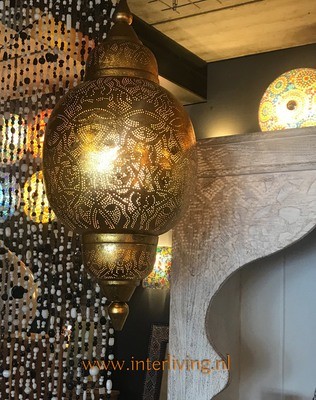 Arabische stijl hanglamp lantaarn - vintage goud - oosterse en bohemian woonstijl Arabische stijl hanglamp lantaarn - vintage goud - oosterse en bohemian woonstijl