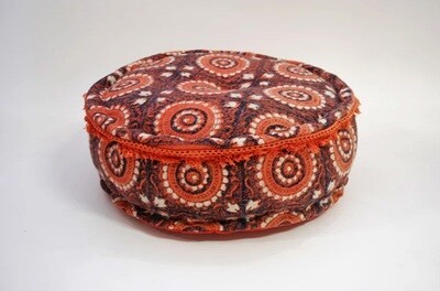 ronde poef stone 50 x 15 cm - rood/bruin - handgemaakt van katoen ronde poef stone 50 x 15 cm - rood/bruin - handgemaakt van katoen