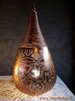 druppelmodel tafellamp - filigrain met gedraaid metaaldraad - vintage koper druppelmodel tafellamp - filigrain met gedraaid metaaldraad - vintage koper