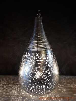 druppelmodel tafellamp - filigrain met gedraaid metaaldraad - vintage zilver druppelmodel tafellamp - filigrain met gedraaid metaaldraad - vintage zilver