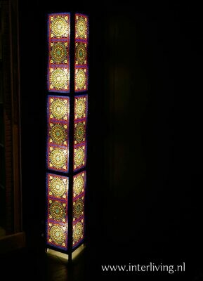 vloerlamp multi colour glasmozaiek / hout unfinished 180 cm