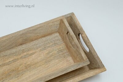 dienblad van naturel mangohout (onbehandeld) - rechthoekig - medium