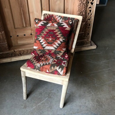 Boho Chic stoel met velvet kelim / hout sheesam unfinished