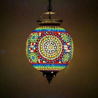 hanglamp Ibiza bol met gekleurd glas mozaïek in Hippie style colors hanglamp Ibiza bol met gekleurd glas mozaïek in Hippie style colors