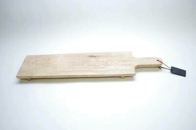 Kaasplank lang / borrelplank van mango hout -75 x 16 cm - serveerplank met ophangkoortje van leer