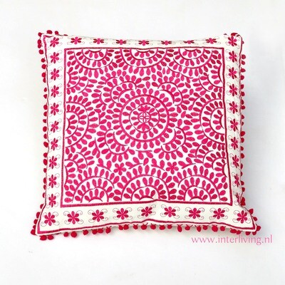 sierkussen goa 40 x 40 cm - roze - handgemaakt van katoen sierkussen goa 40 x 40 cm - roze - handgemaakt van katoen