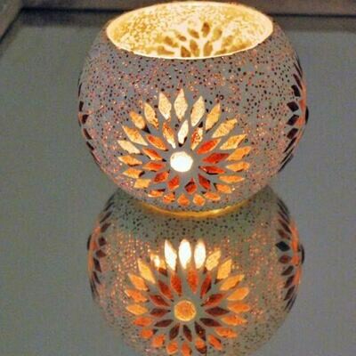 Grote waxinehouder paars turks design met kralen