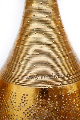 Hanglamp "Bindi" druppel model - bohemian stijl met filigrain design - vintage goud kleur metaal &amp; wire / draad bovenkant lamp