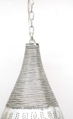 Hanglamp druppel model "Bindi" in filigrain - vintage zilver metaal met wire / draad bovenkant - Marokkaanse &amp; oosterse verlichting -large