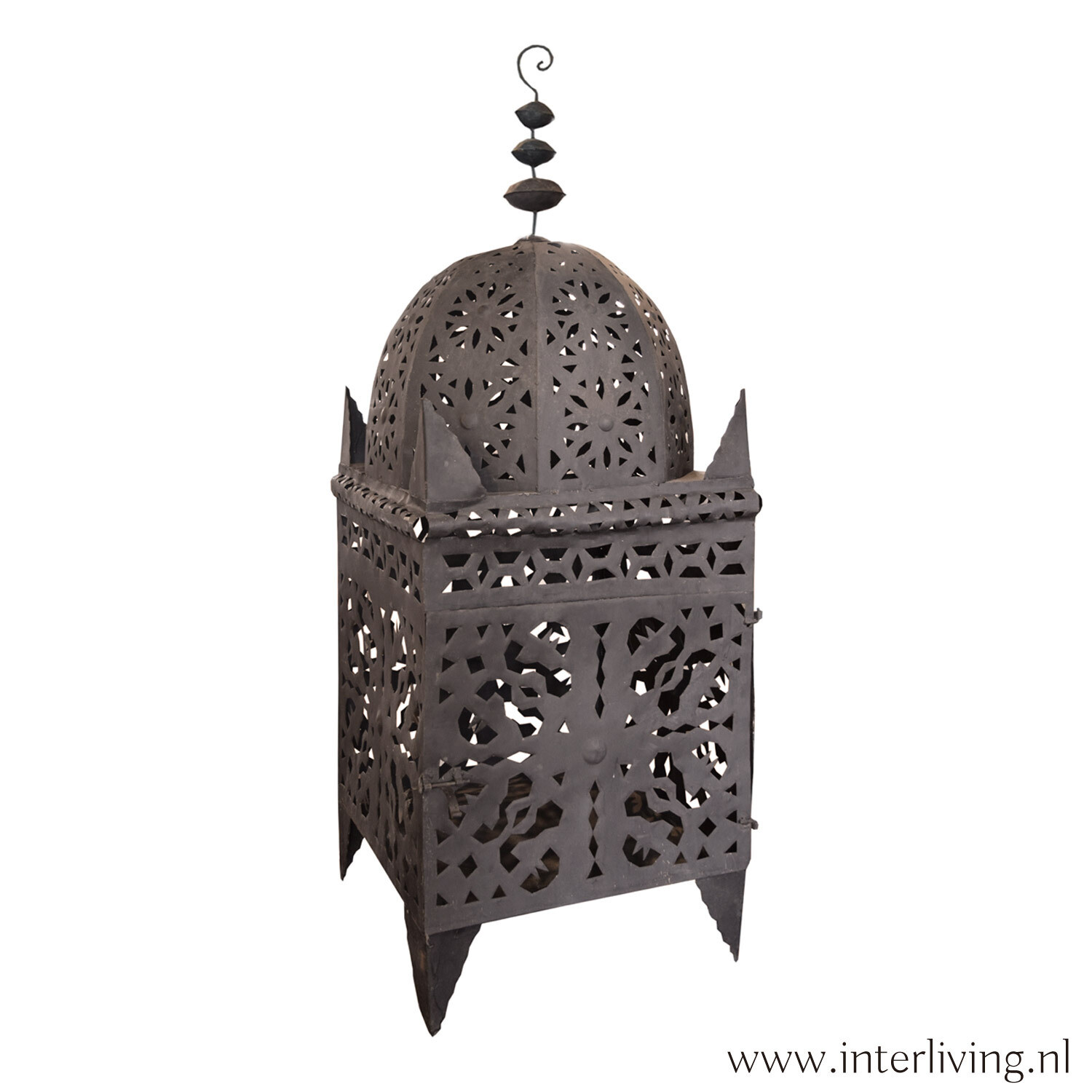 Marokkaanse grote lantaarn - zwart metaal - handgemaakt uit Marrakesh -  Extra large - 100 cm