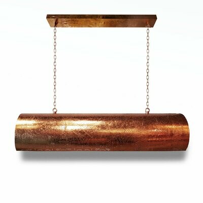 loftbar lamp in oosterse / industriële stijl - horizontale buis hanglamp van vintage koper kleurig metaal met ophangketting / gestanst gaatjespatronen loftbar lamp in oosterse / industriële stijl - horizontale buis hanglamp van vintage koper kleurig metaal met ophangketting / gestanst gaatjespatronen
