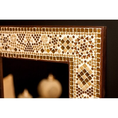 spiegel mozaïek bruin beige - gouden glans