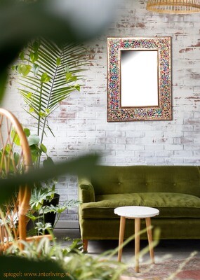 Bohemian spiegel met mozaïek van gekleurde glinsterende stukjes glas - "broken glass design" omlijsting - 80 cm / rechthoek