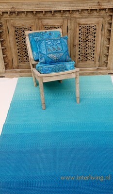 binnen &amp; buiten vloerkleed / buitentapijt - caribische oceaan blauw