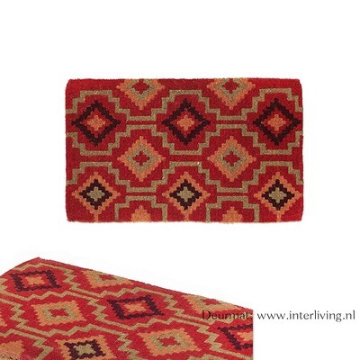 deurmat met ruit patronen - om je voeten schoon te vegen - Kelim schoonloopmat 46 x  76 cm - anti slip