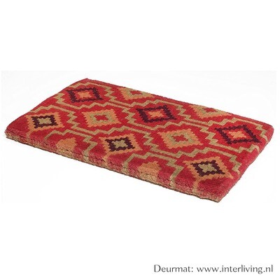deurmat met ruit patronen - om je voeten schoon te vegen - Kelim schoonloopmat 46 x  76 cm - anti slip onderkant - extra dik kokos