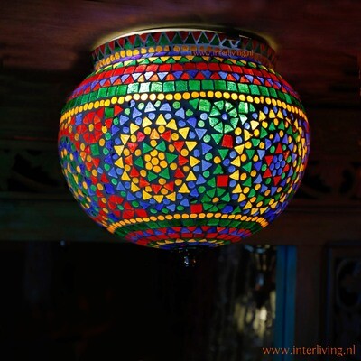 bollamp voor aan het plafond / ronde bol vorm lamp van glas mozaïek - kleurrijk patroon in multi colour stijl