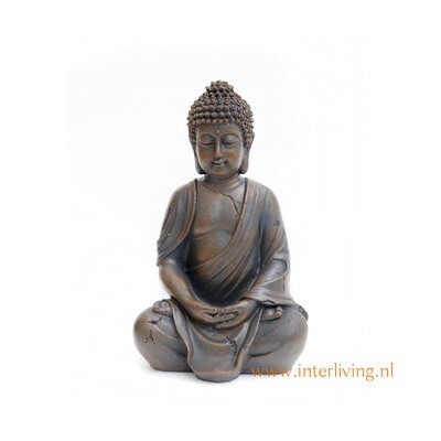 Boeddha-beeldje - decoratieve woonaccessoire - boeddha-figuur in meditatie pose - Boeddha zittend in vintage zwart bruin en antraciet look- 21 cm hoog Boeddha-beeldje - decoratieve woonaccessoire - boeddha-figuur in meditatie pose - Boeddha zittend in vintage zwart bruin en antraciet look- 21 cm hoog