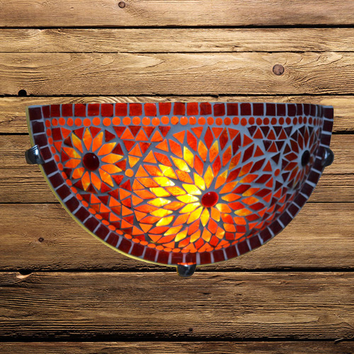 wandlamp glasmozaïek rood - oranje