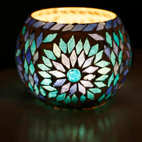 Waxinehouder mozaïek - turkish design blauw