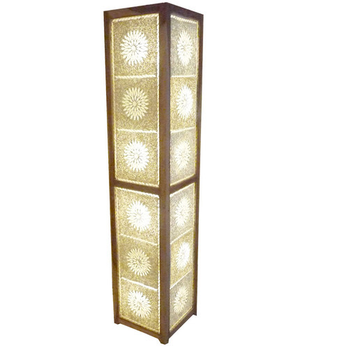 vloerlamp kralen & mozaïek transparant / hout unfinished 120 cm