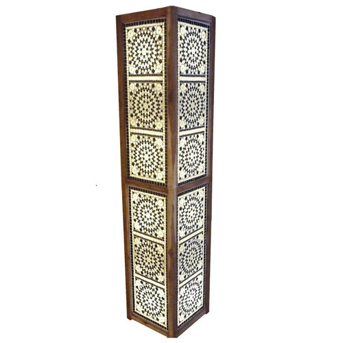 vloerlamp mozaïek zwart-wit  hout unfinished 120 cm