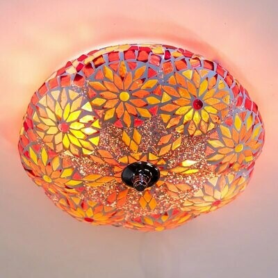plafonnière mozaïek &amp; kralen rood oranje turkish design Ø 25 cm - model pompoen
