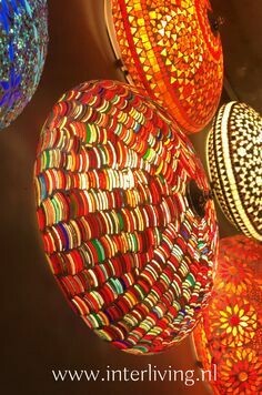 plafondlamp boho stijl - kleurrijke mozaïek armbandjes - 25 cm - handgemaakt