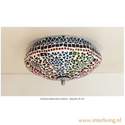 HIPPY CHIC gekleurde plafondlamp - handgemaakt mozaïek Ø 24 cm - model meloen