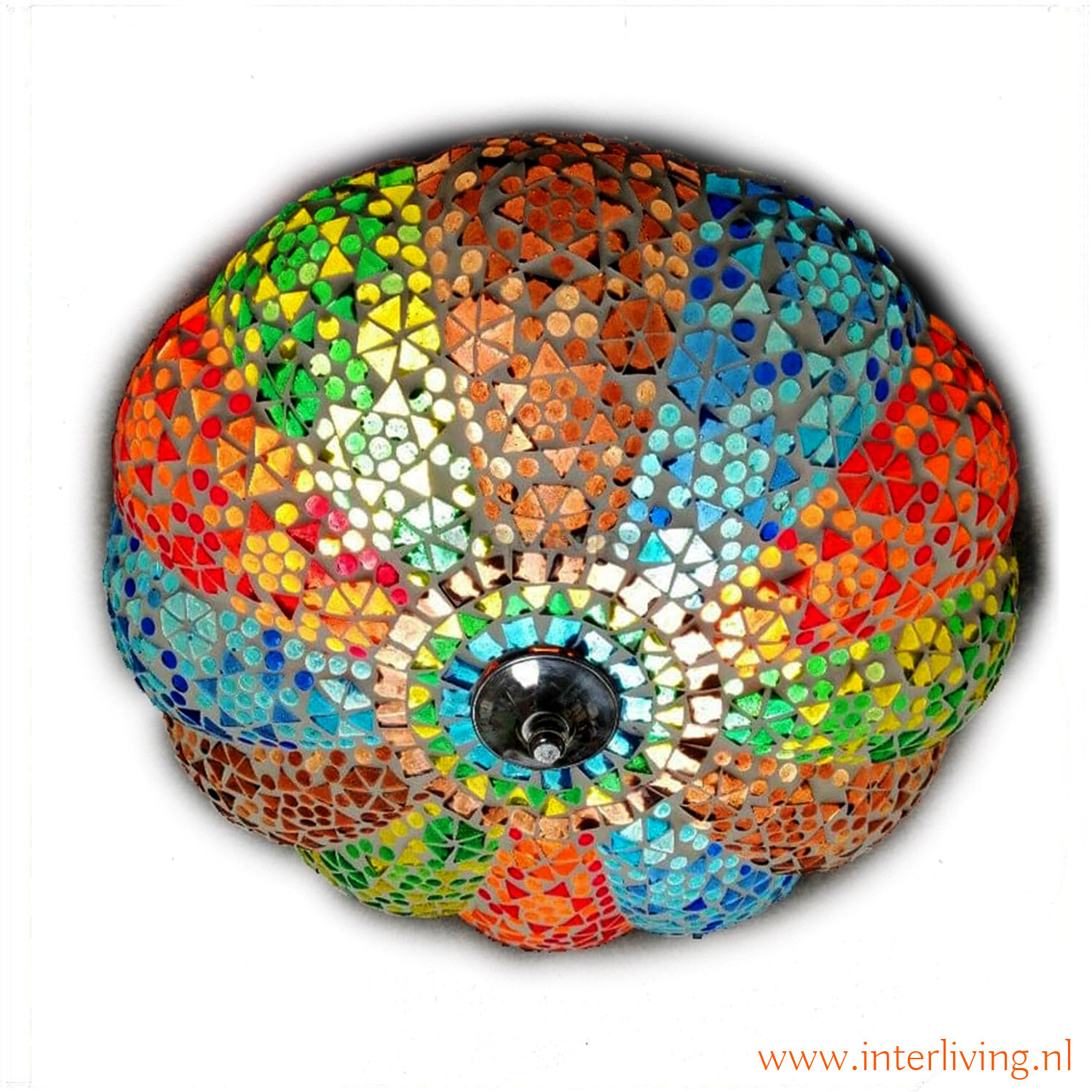 HIPPY CHIC gekleurde plafondlamp - handgemaakt mozaïek  Ø 24 cm - model meloen
