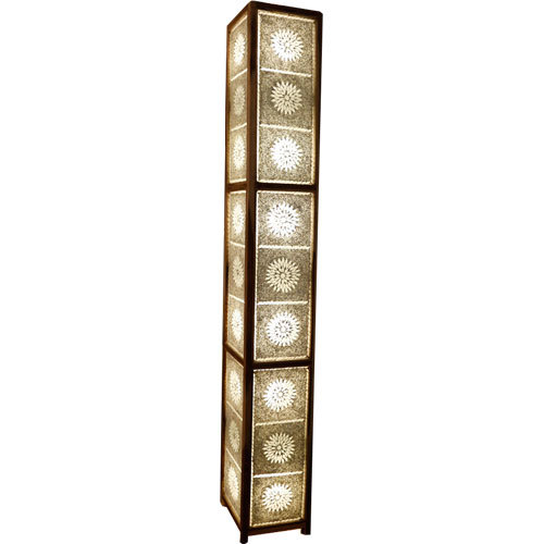 vloerlamp kralen & mozaïek transparant / hout unfinished 180 cm