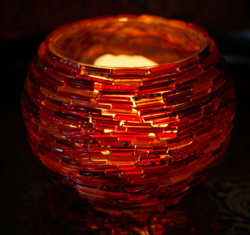 Waxinehouder armbandjes rood oranje