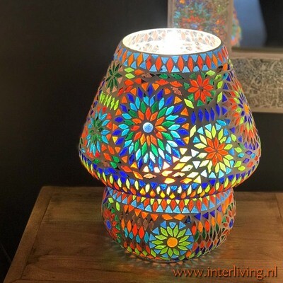 grote tafellamp Ibiza stijl - model paddenstoel - multi -colour - Turkish design van gekleurd mozaiek - 40 cm grote tafellamp Ibiza stijl - model paddenstoel - multi -colour - Turkish design van gekleurd mozaiek - 40 cm
