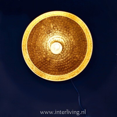 Wandlamp rond model - goudlook metaal met vintage hamerslag afwerking - 40 cm - luxe hotel chic stijl Wandlamp rond model - goudlook metaal met vintage hamerslag afwerking - 40 cm - luxe hotel chic stijl