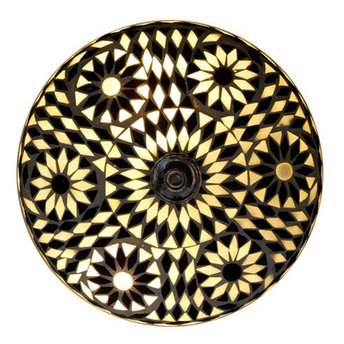 plafonnière mozaïek turks design 25 cm - zwart wit