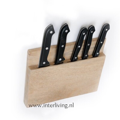 messenhouder mangohout - messenblok voor tegen de wand tot 5 messen messenhouder mangohout - messenblok voor tegen de wand tot 5 messen