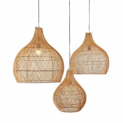 ​Lampenkap uit Bali van rotan - natural kleur - eco design hanglampen van het merk Orginal Home (Bawang)  (set van 3 of los)