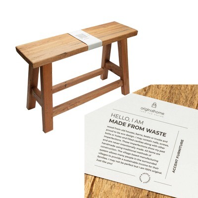 Oude boerderij kruk naturel - handgemaakt van gerecycled massief hout - landelijke stoere stijl - Original Home - eco design