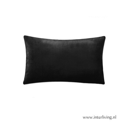 zwart velvet sierkussen - rechthoekig model - dubbelzijdig stevig zacht fluweel - de kussenhoes met een rits  - 60 /40 cm