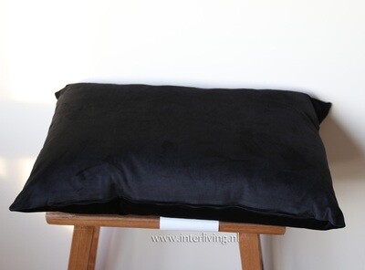 zwart velvet sierkussen - rechthoekig model - dubbelzijdig stevig zacht fluweel - de kussenhoes met een rits  - 60 /40 cm