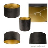 Velvet touch lampenkap- kleur black met binnenkant goud messing kleur - ronde kap van velours fluwelen stof in diverse cilinder maten
 ø 15 / 30 /  35