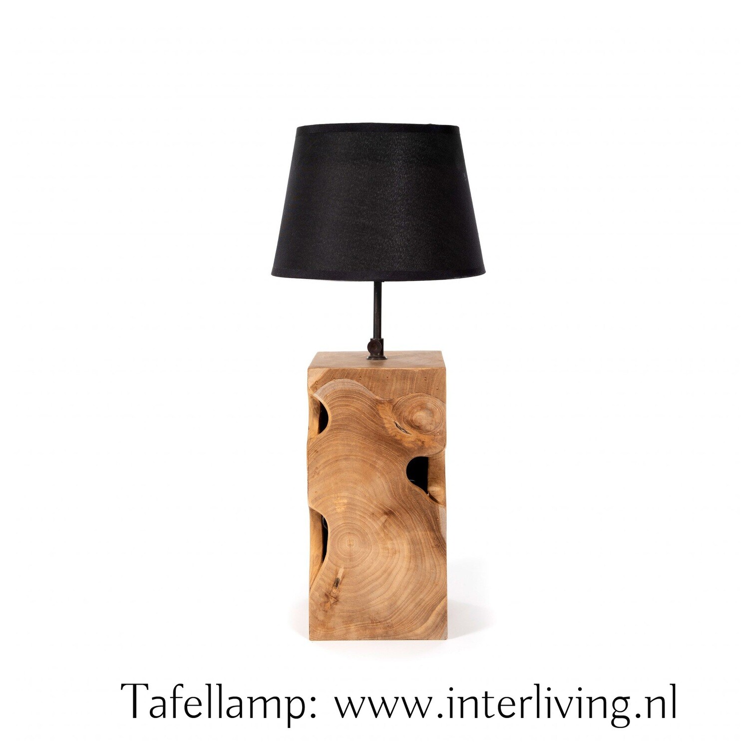 Tafellamp lampenvoet van robuust teakhout met organische vormen - lampvoet van naturel kleur/ onbehandeld & glad geschuurd