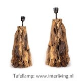 Tafellamp / vloerlamp - lampenvoet van robuust stukjes teakhout met organische vormen - lampvoet van naturel kleur &amp; natuurlijk design