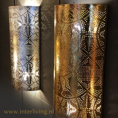 Wandlamp langwerpig vintage zilverlook filigrain style