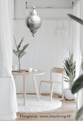 Boho Arabische stijl hanglamp / lantaarn van filigraan zilver kleurig metaal