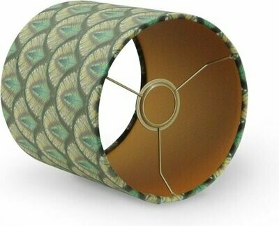 Velvet Peacock lampenkap - patroon pauwoog met goud - ronde kap van fluweel stof - hoog